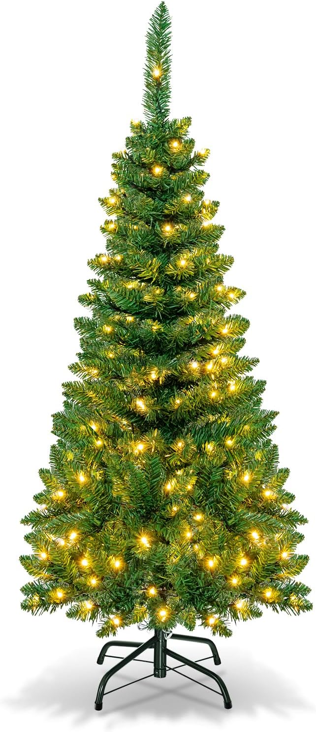 GOPLUS 135/200/225cm Weihnachtsbaum künstlich mit Beleuchtung, LED Tannenbaum künstlich, Weihnachtsb