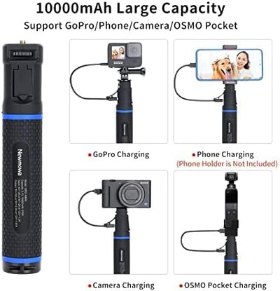 Newmowa 10000mAh Power Bank Handgriff, Tragbares PD/QC-Lade-Akkustativ für DSLR-Action-Kamera, GoPro