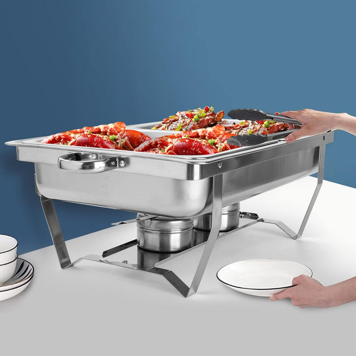 Youyijia 2PC 9L Edelstahl Warmhaltebehälter Buffetwärmer Warmhaltebehälter Speisenwärmer mit Faltbar