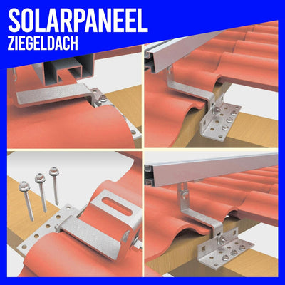 SET 2x PV-Module, PV, Photovoltaik, Aufständerung, Ziegeldach, Dachhalterung, Befestigung, Halter, H