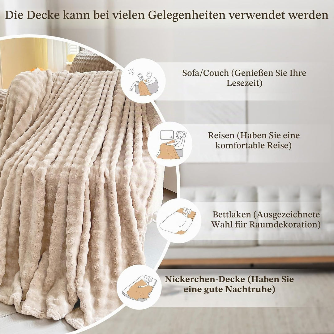 Kuscheldecke Milchsamt Blasen Decke Super Soft Wohndecke Dick 450 G/M² Flanell Decke Couchdecke Warm