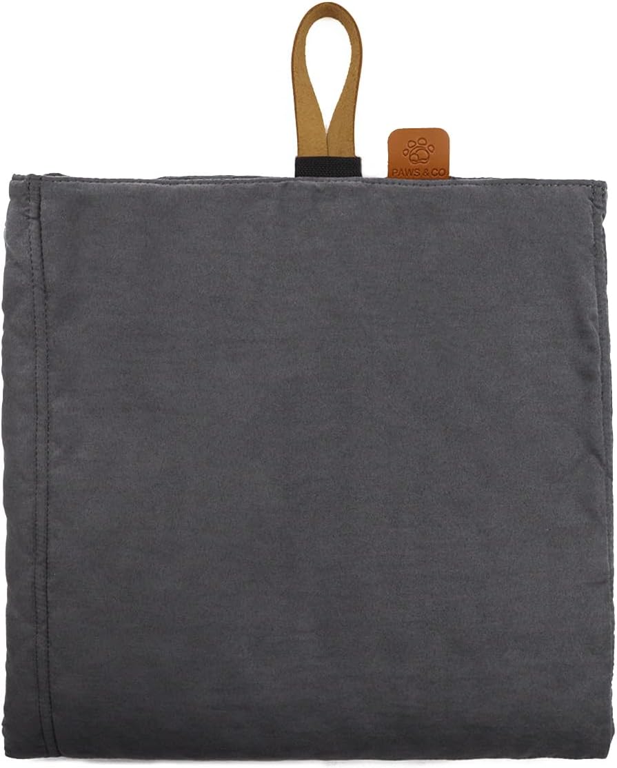 Paws&Co Hundedecke für unterwegs faltbar tragbar perfekt für Camping Picknick Outdoor (Grau, 100x65c