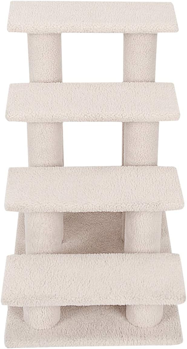 SOARS Katzentreppe, 4-stufige Haustiertreppe, Treppe für Katzen bis 25 kg, Hundetreppe, Kletterbaum