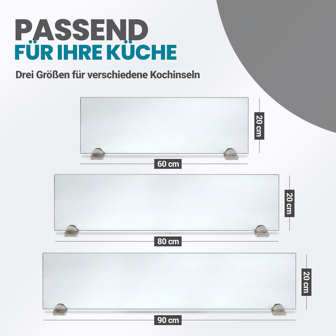 stauraum Spritzschutz Halterung ohne Bohren Herd Kochinsel mit Glasplatte 80cm Breite