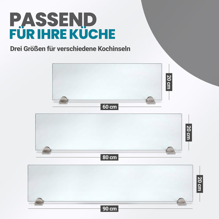 Spritzschutz Halterung ohne Bohren Herd Kochinsel mit Glasplatte 90cm Breite