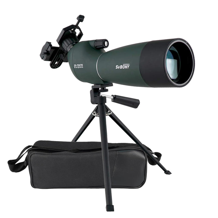 Svbony SV28 Spektiv 25-75x70 Abgewinkeltes Okular Wasserdicht BAK4 Prisma Monokular mit Stativ Handy
