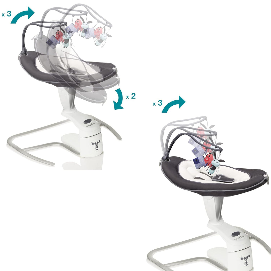 Babymoov Babyschaukel Swoon Motion Zink - inkl. 8 Melodien, 360° Sitzfläche, verstellbare Rückenlehn