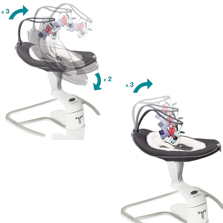 Babymoov Babyschaukel Swoon Motion Zink - inkl. 8 Melodien, 360° Sitzfläche, verstellbare Rückenlehn