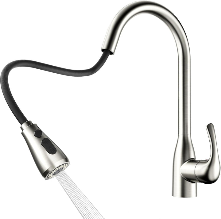 Rainsworth Schwarz Wasserhahn Küche mit Brause Ausziehbar - Hochdruck Küchenarmatur mit Zwei Wassers