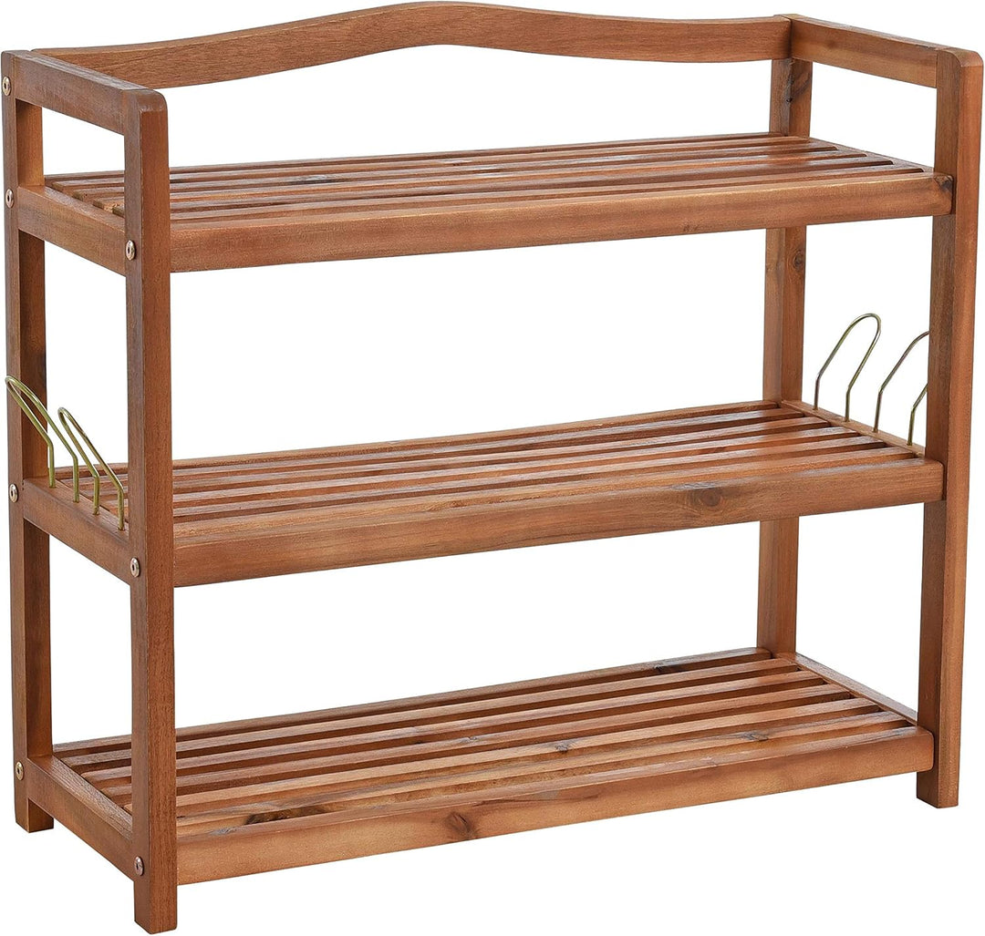 ESTEXO Holz Schuhregal Schuhschrank Holz Regal Schuhständer 3 Etagen Schuhablage Ablage Bank Akazien