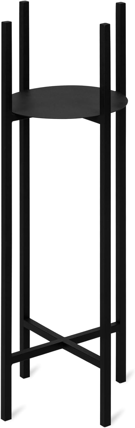 Pflanzenständer Elica - 28x28x80cm - Farbe Schwarz - für Zimmerblumen - Metallregal - Dekorativer Ti