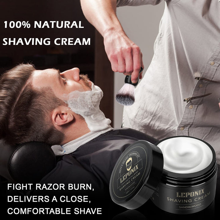 Rasierset für Männer, Essential Kit enthält Sandelholz Rasiercreme, Schnitte und Rasierbrand Rasiere