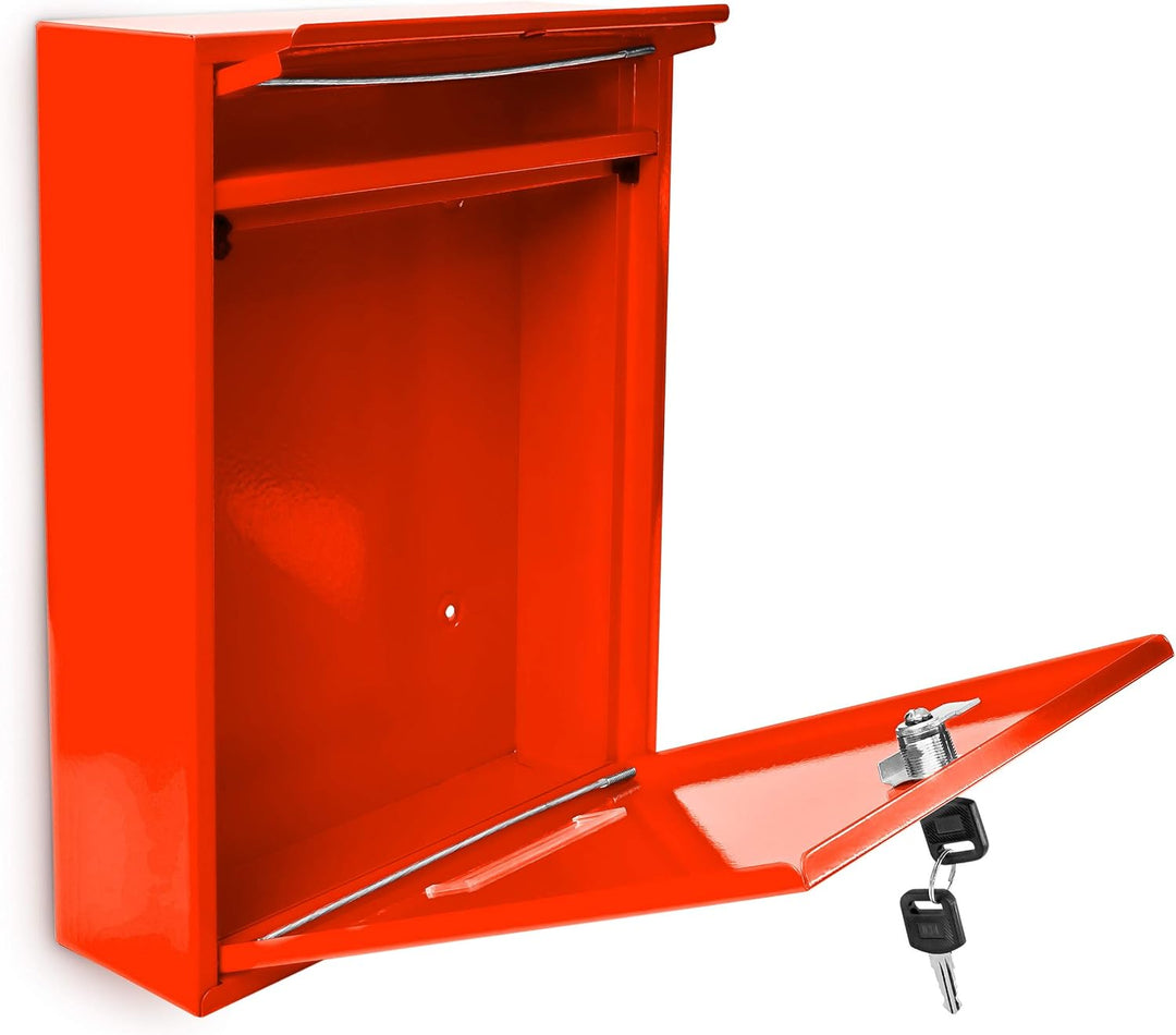 Relaxdays Design Briefkasten Metall Rot 26,5 x 35 x 8,5 cm, Rot