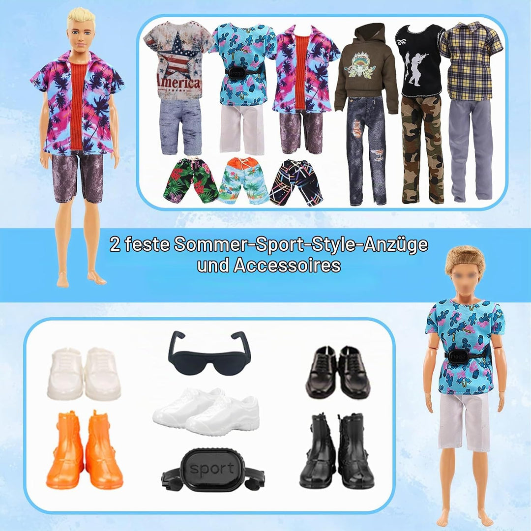 22 Fashion Kleidung und Zubehör Kompatibel mit 11.5 Zoll Boy Puppen, Enthält 7 Bekleidung 7 Paar Hos