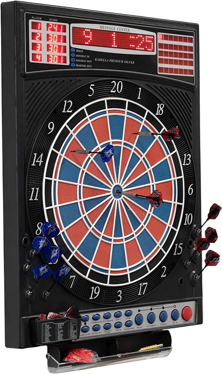 Karella Dartautomat Premium Silver, ausgereifte Darttechnik, elektronisches Dartboard für jedes Skil