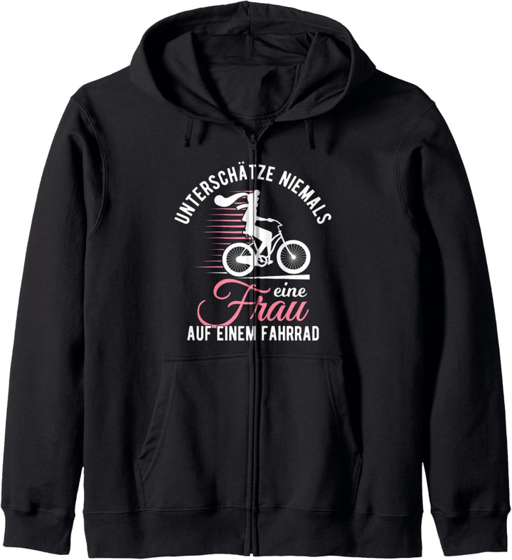 Unterschätze Niemals Eine Frau Auf Einem Fahrrad Radfahrer Kapuzenjacke