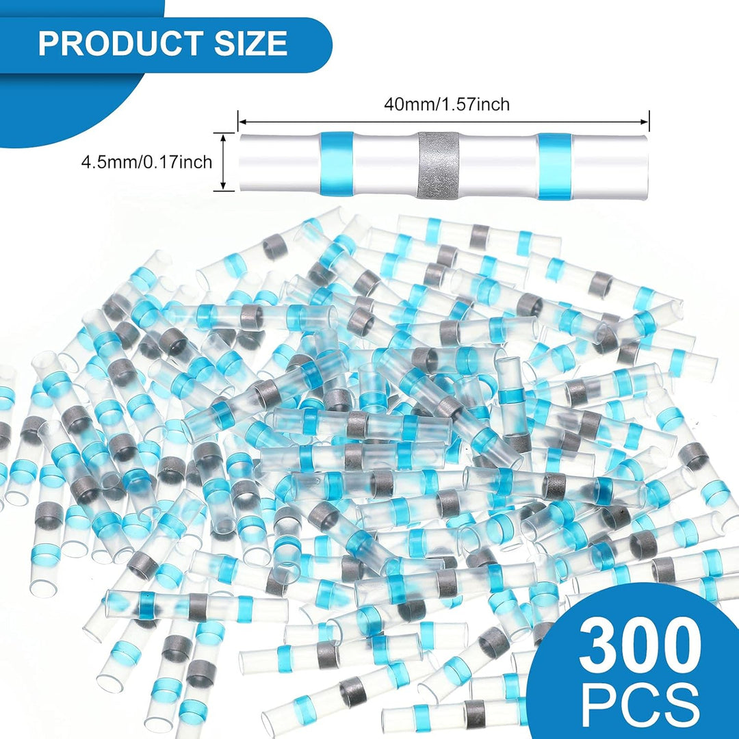 300 Stück 16-14 AWG Kabelverbinder Wasserdicht Schrumpfverbinder Quetschverbinder Blau - Kabelverbin