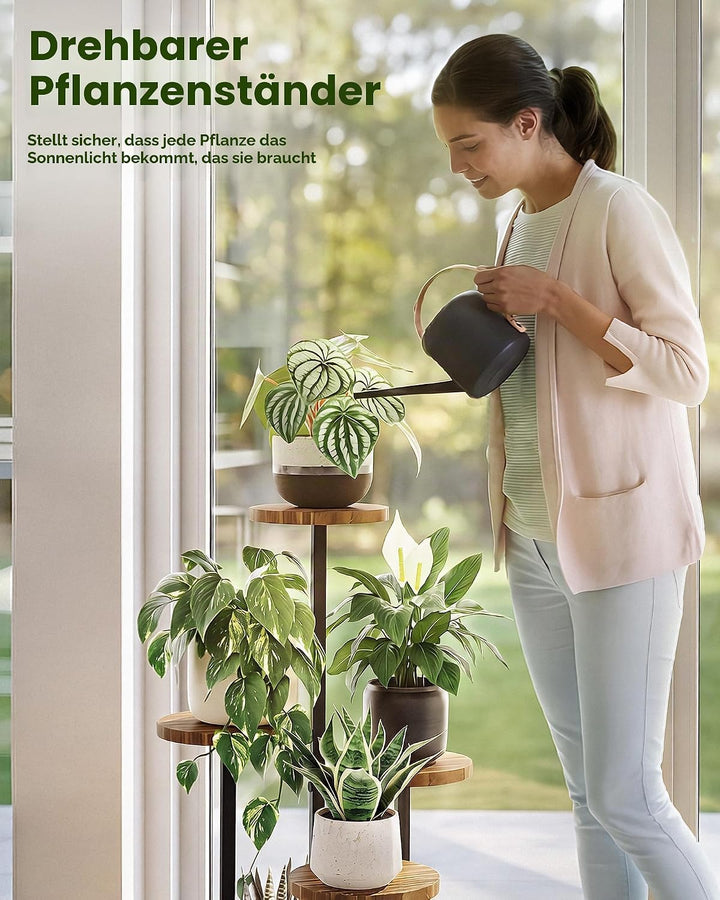 Bamworld Eck-Pflanzenständer für den Innenbereich, 4-stöckiges Metall-Pflanzenregal für mehrere Pfla