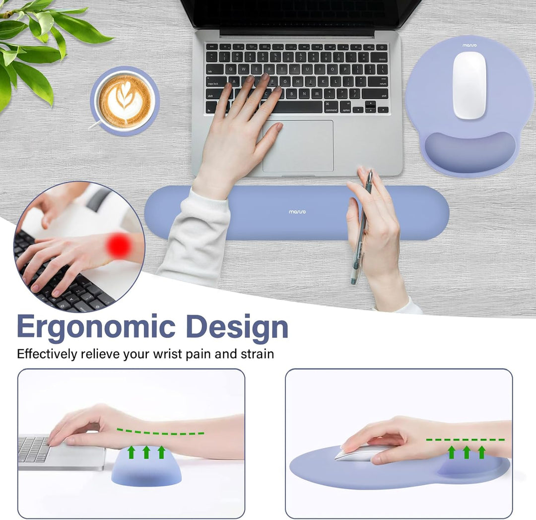 MOSISO Handballenauflage Tastatur&amp;Maus Set, Kreis Gekrümmt Ergonomisch Mauspad&amp;Untersetzer Rutschfes