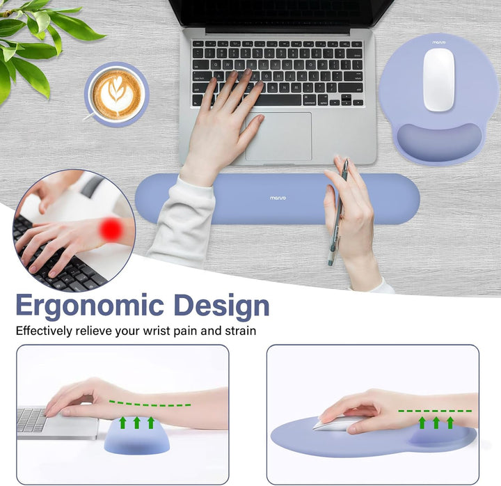 MOSISO Handballenauflage Tastatur&amp;Maus Set, Kreis Gekrümmt Ergonomisch Mauspad&amp;Untersetzer Rutschfes