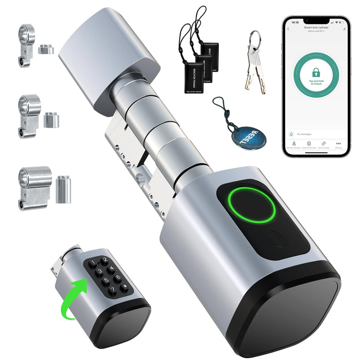 AVATTO Smart Türschloss mit Fingerabdruck und Passwort für 60-90mm Türen, SchliessZylinder Länge ist