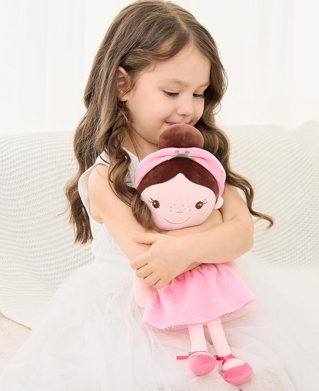 GAGAKU Weiche Stoffpuppe 40cm Schutzengel Puppen, Taufgeschenk für Baby Mädchen Kuscheltier Glücksbr