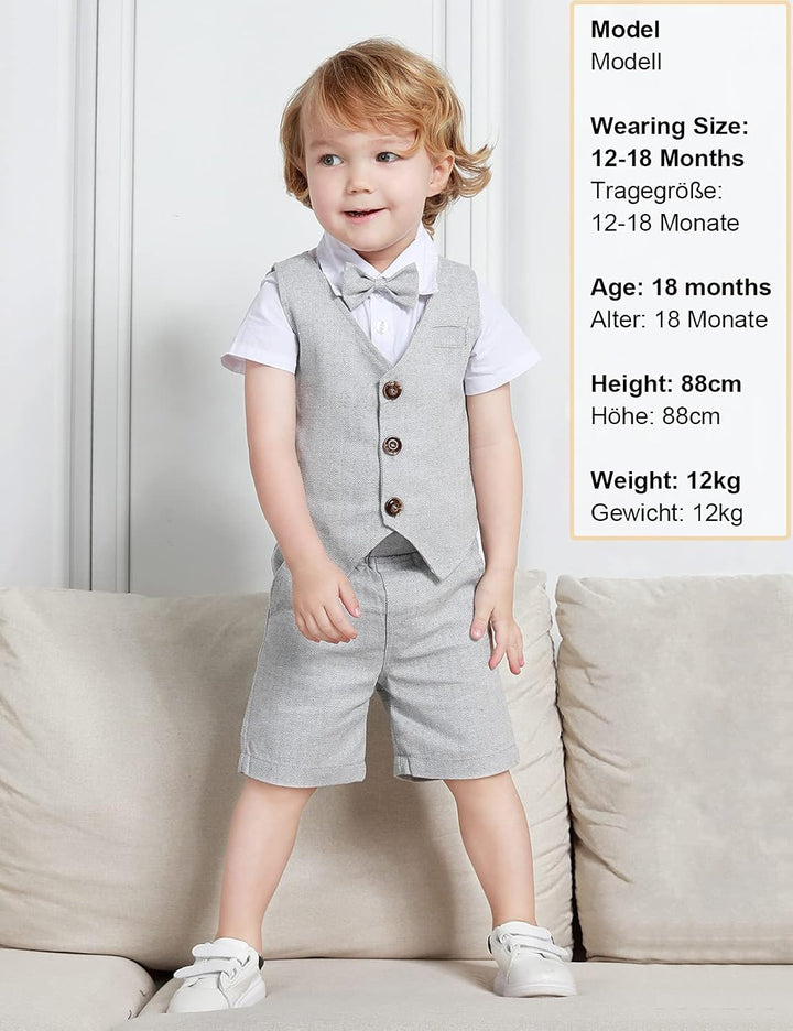 mintgreen Baby Junge Taufe Outfit Smoking Anzug Set 18-24 Monate hellgrau, Hellgrau 18-24 Monate