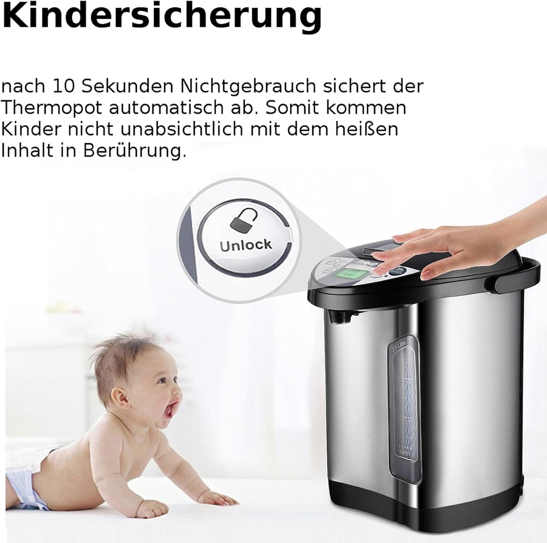 Thermopot 5 Liter | Glühweinkocher | Edelstahl Heisswasserspender | Wasserkocher | Wasserspender | D