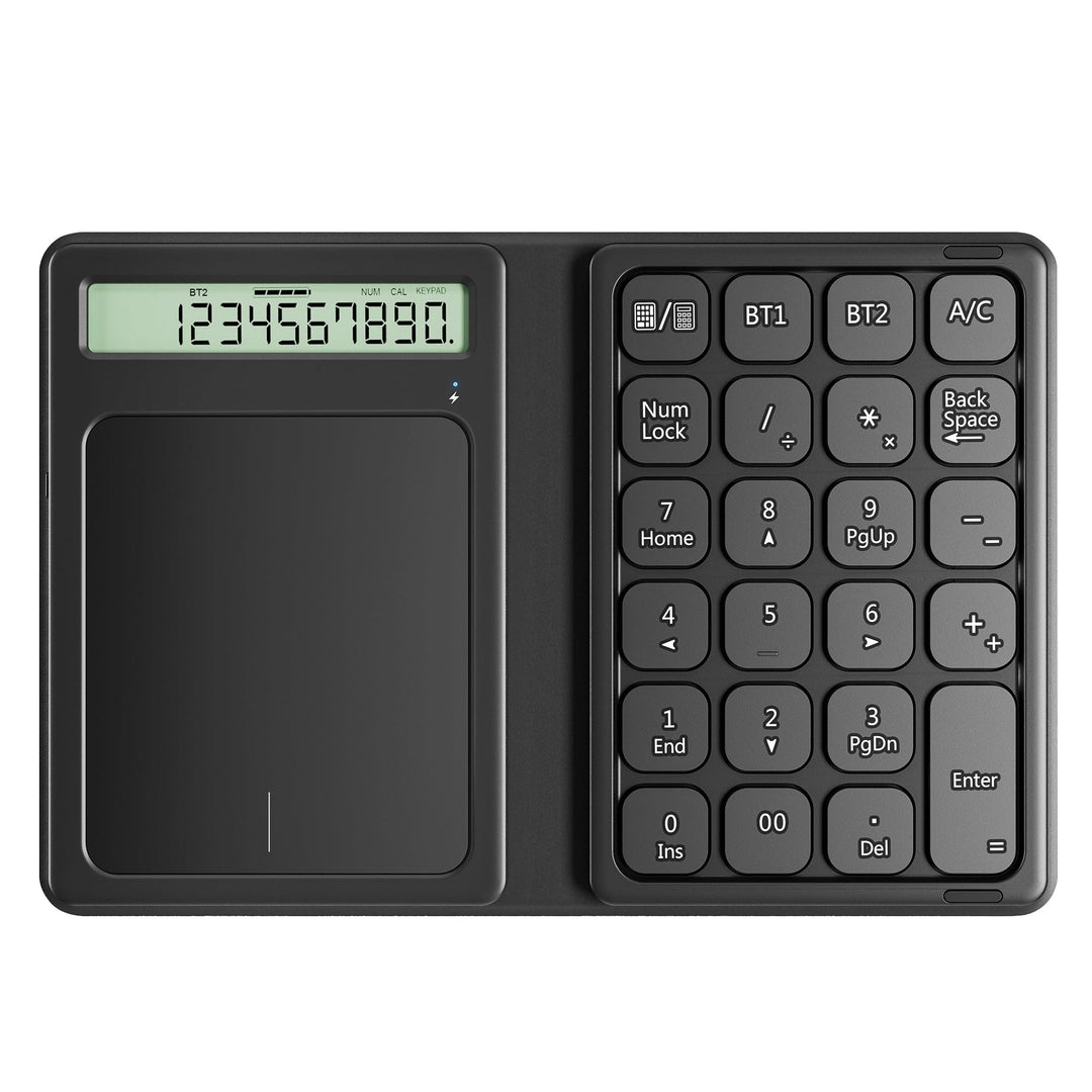 Bluetooth Numeric Keypad Kabellos Numpad, Faltbar Ziffernblock Ergonomischer Nummernblock mit Displa