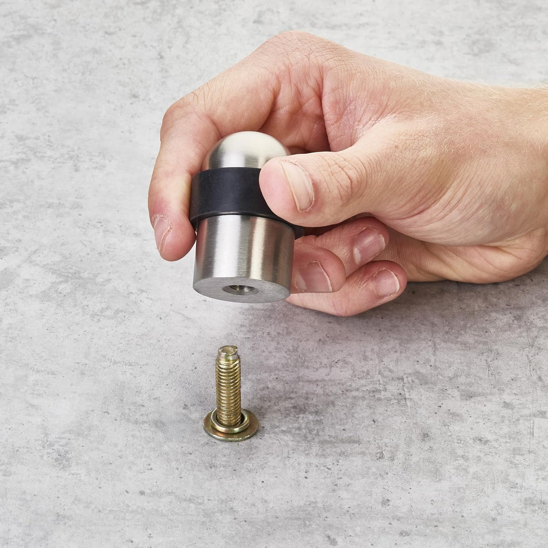 4 x SO-TECH® Bodentürstopper POLL Ø 35 mm echt Edelstahl gebürstet massiv Türstopper für Bodenmontag