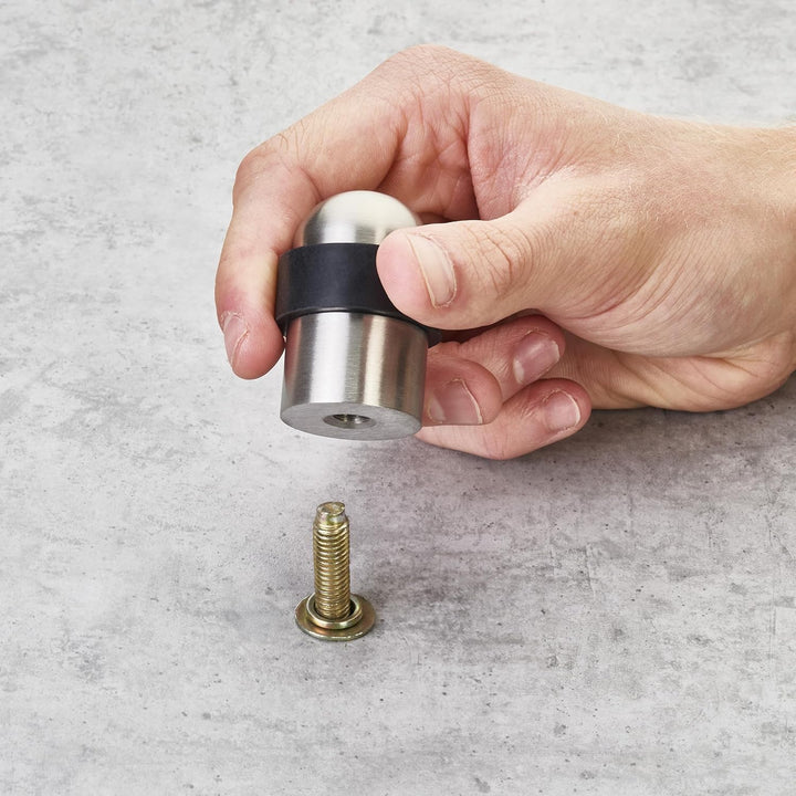 4 x SO-TECH® Bodentürstopper POLL Ø 35 mm echt Edelstahl gebürstet massiv Türstopper für Bodenmontag