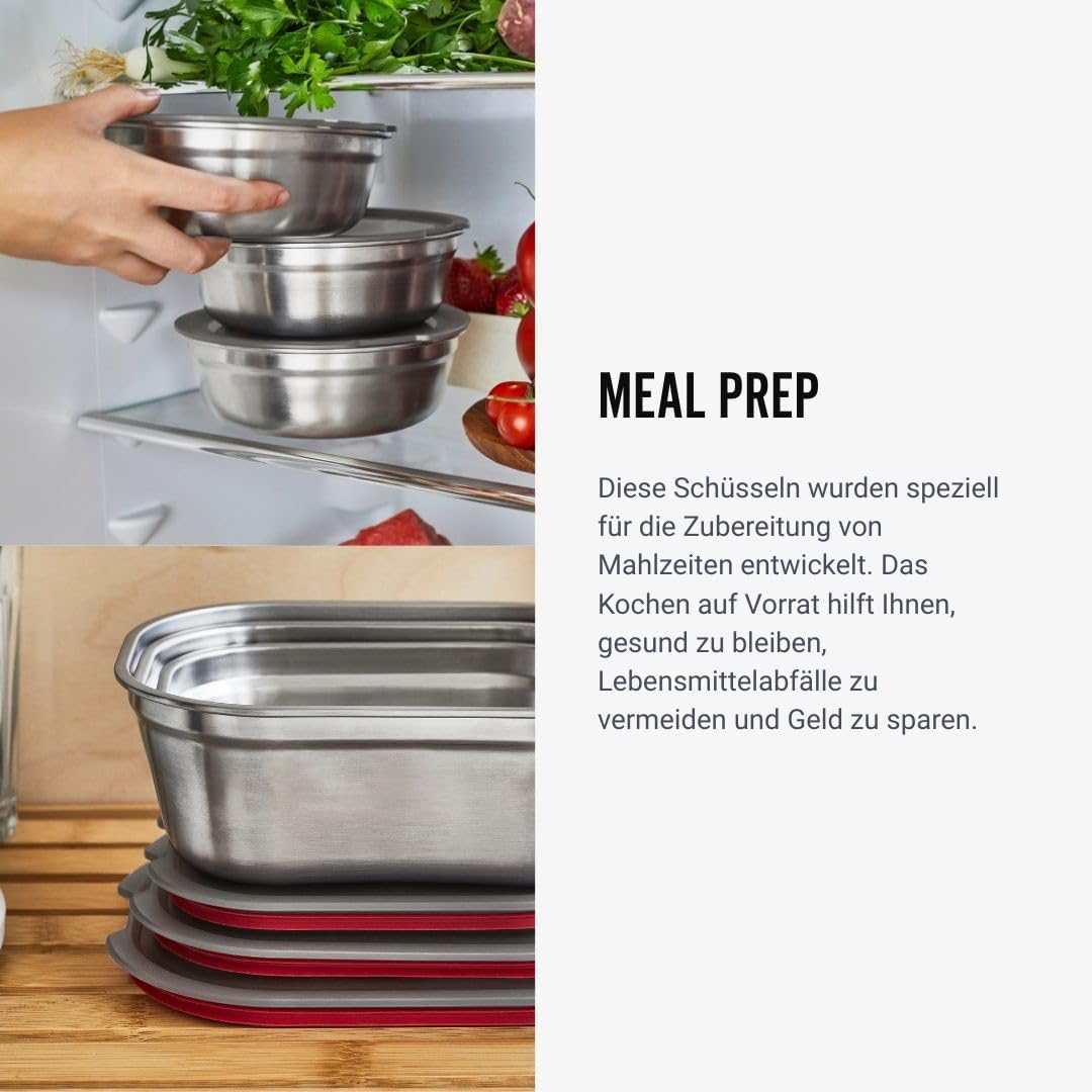 BLACK + BLUM Multifunktions Lunchbox Edelstahl Set 600, 900, 1200 ml, 100% auslaufsichere Meal Prep
