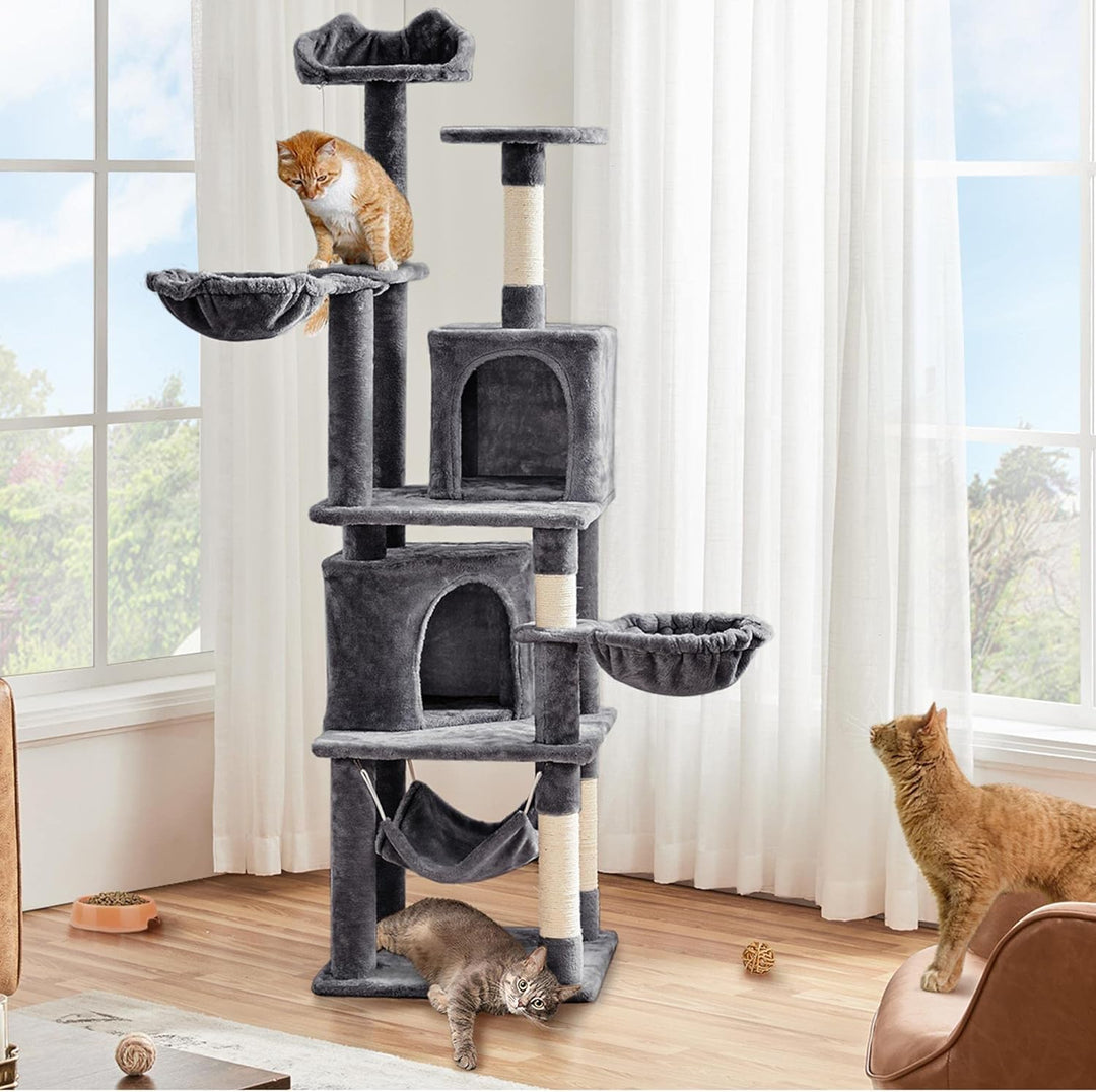 Yaheetech XXL Katzenkratzbaum 175 cm deckenhoch Kratzbaum für 3-4 Katzen, Stabil Kletterbaum mit Sis