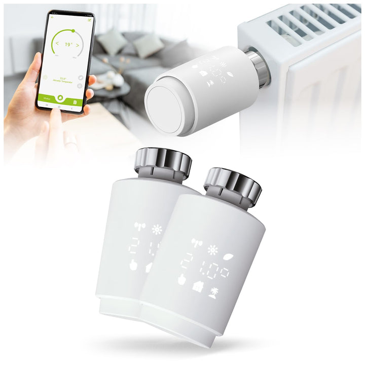 Olympia HT-02Y Smart Thermostat WiFi | Heizkörperthermostat Smart mit Tuya-App, Alexa &amp; Google | Ein