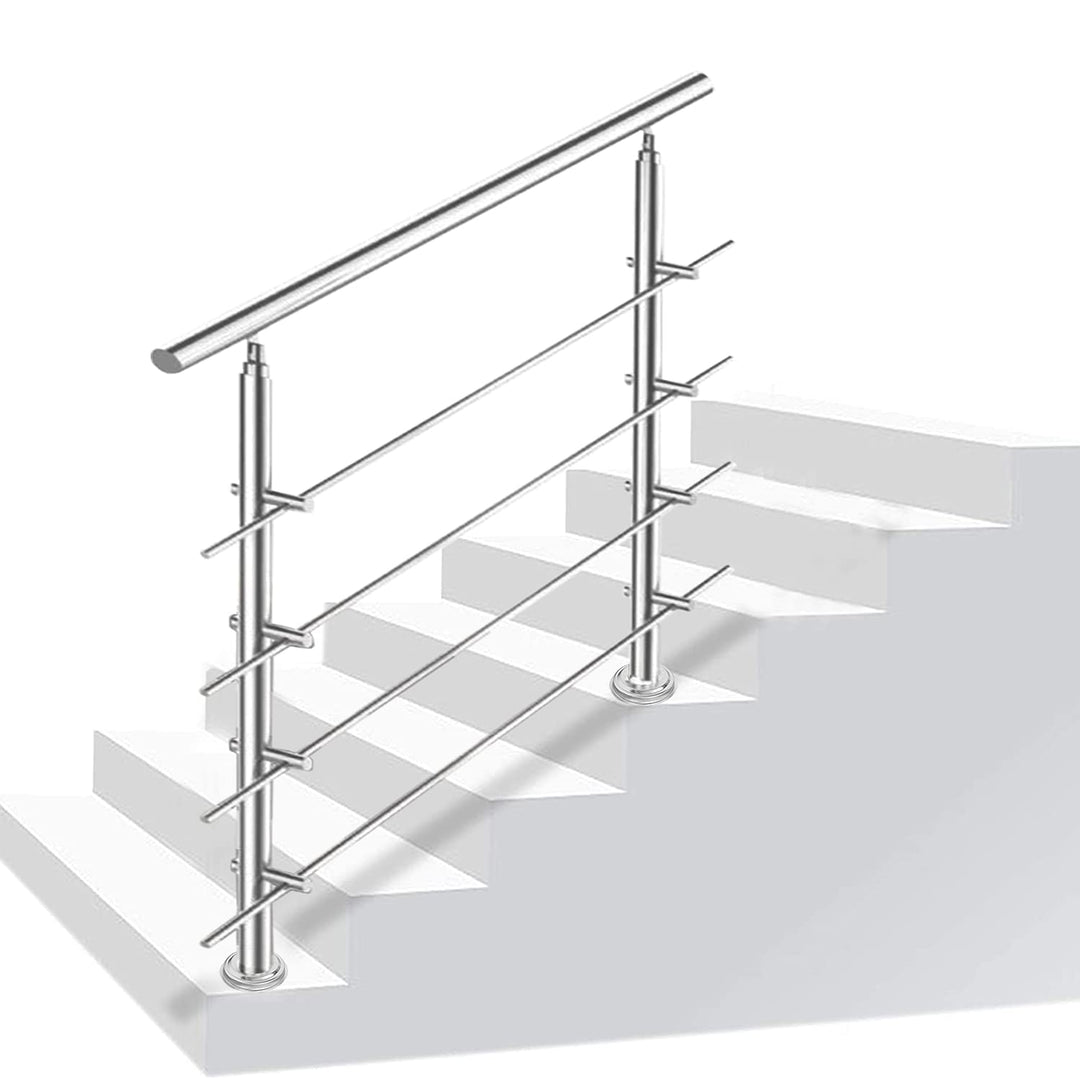 Daromigo 180cm Edelstahl Handlauf Geländer mit 4 Querstreben, Handlauf Winkelverstellbar, Ø 42mm Tre