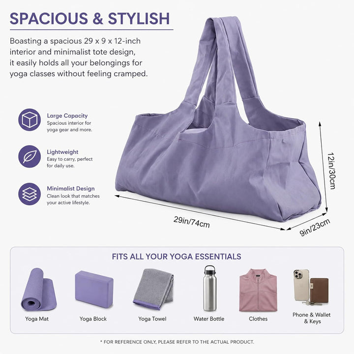Yogatasche, Lila übergrosse Sporttasche, Wasserdicht Tragetasche für Yogamatten Canvas-Material Dame
