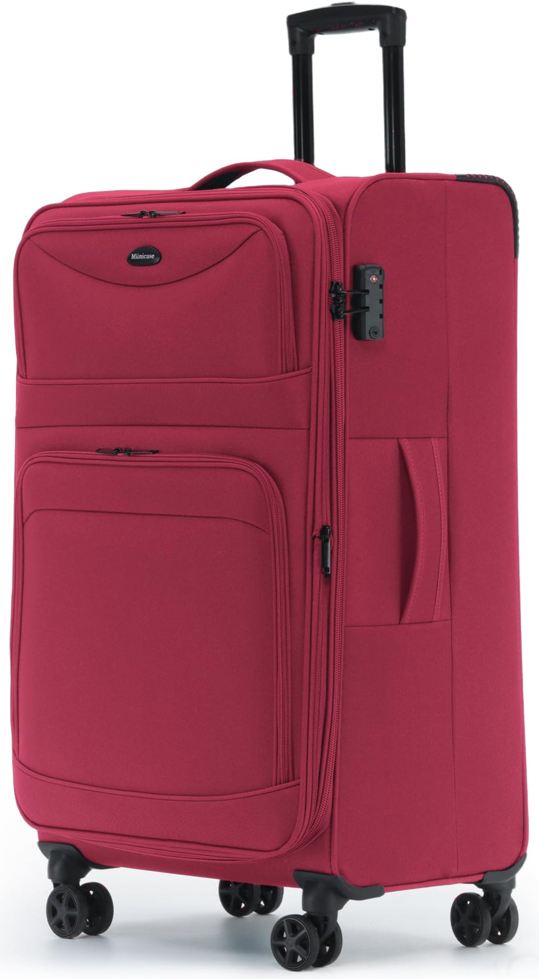 Stoffkoffer erweiterbar mit Frontfächern,15% Extra-Volumen, TSA-Schloss, 360° Doppelrollen & verdeck