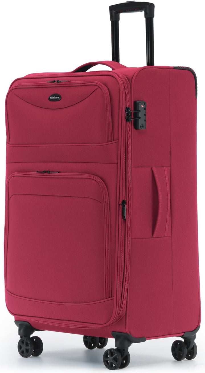 Stoffkoffer erweiterbar mit Frontfächern,15% Extra-Volumen, TSA-Schloss, 360° Doppelrollen & verdeck