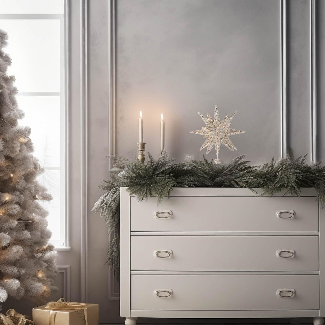 COM-FOUR® Deko Stern Weihnachten - Weihnachtsdekoration Stern aus Metall - Aufsteller Weihnachtsster