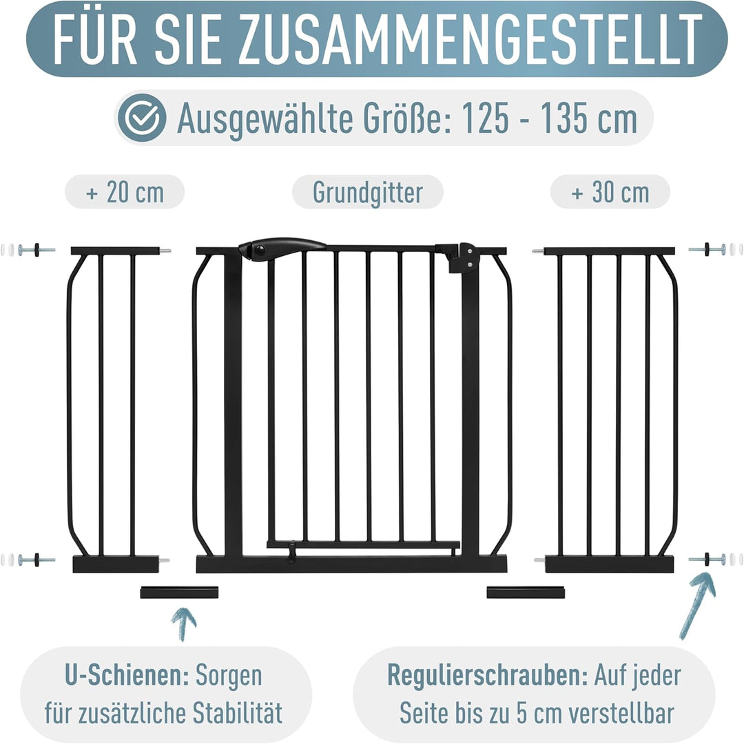 ib style® Berrin Treppengitter 67-175cm | Türschutzgitter | Ohne Bohren | 90° Stop | Auto-Close | 12