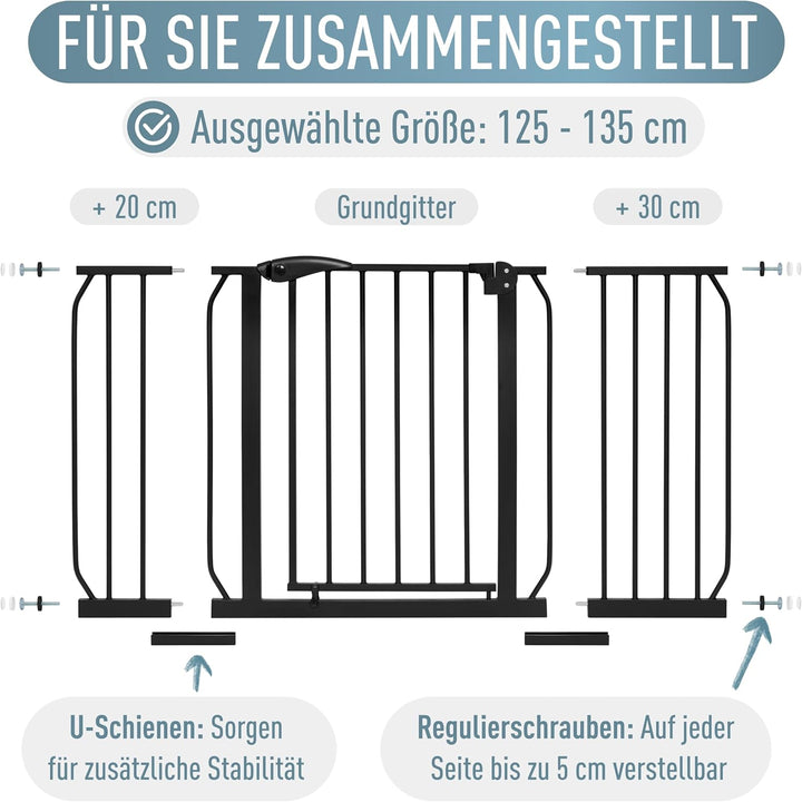 ib style® Berrin Treppengitter 67-175cm | Türschutzgitter | Ohne Bohren | 90° Stop | Auto-Close | 12