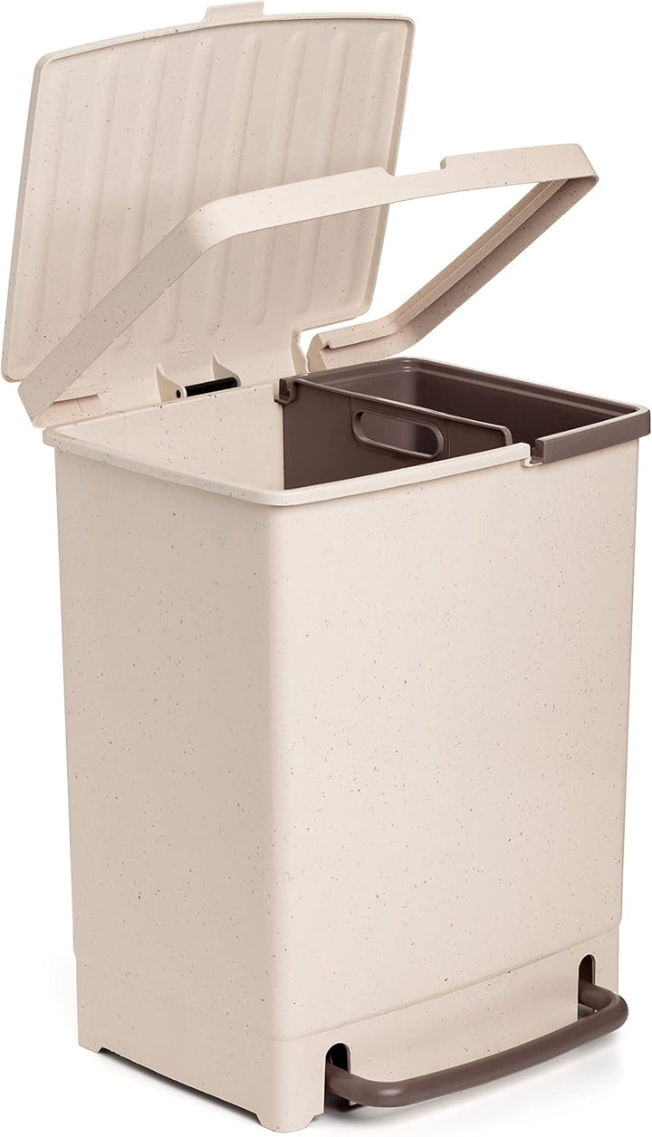 TATAY Mülleimer Mülltrennsystem 17L + 8L, 25L Gesamtkapazität, mit Pedal, 8L Separator, Polypropylen