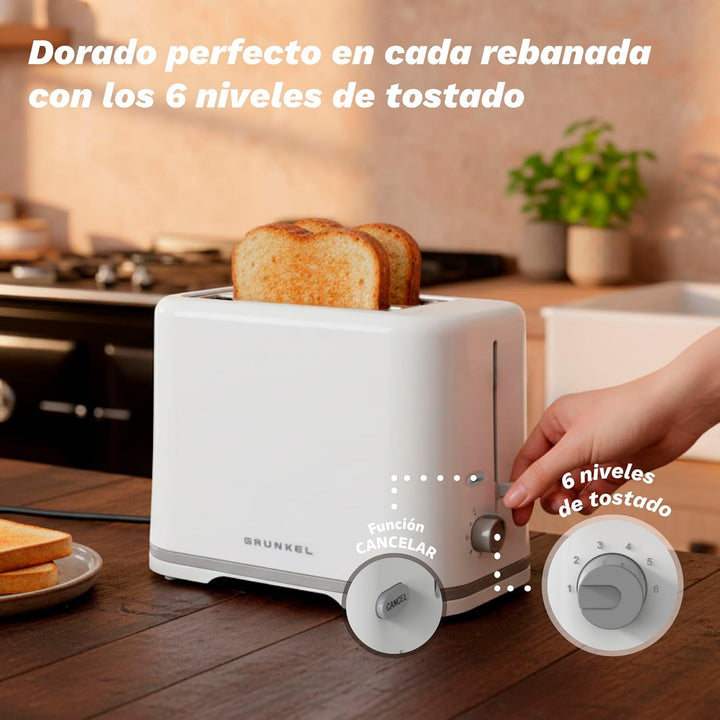 Grunkel - TSB-EASYTOAST - Double slot toaster with electronic 6-stage browning control - Shut-off fu