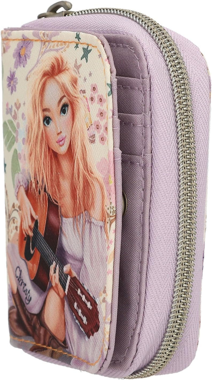 Depesche 13666 TOPModel Cowgirl - Portemonnaie in Lila, mit Model Motiv und Blumen Muster, Geldbörse