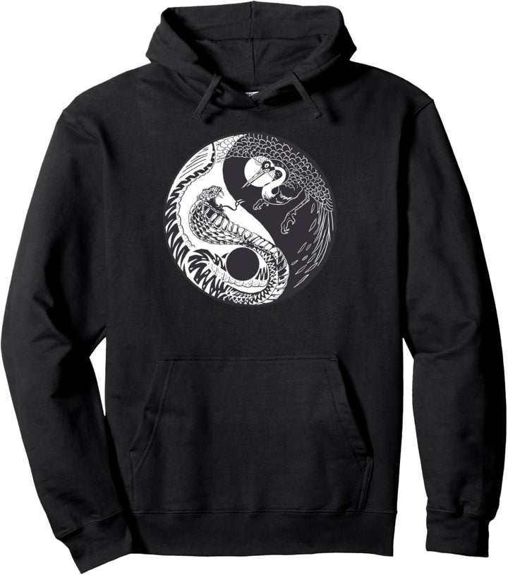 Yin Yang Schlange Kranich Pullover Hoodie