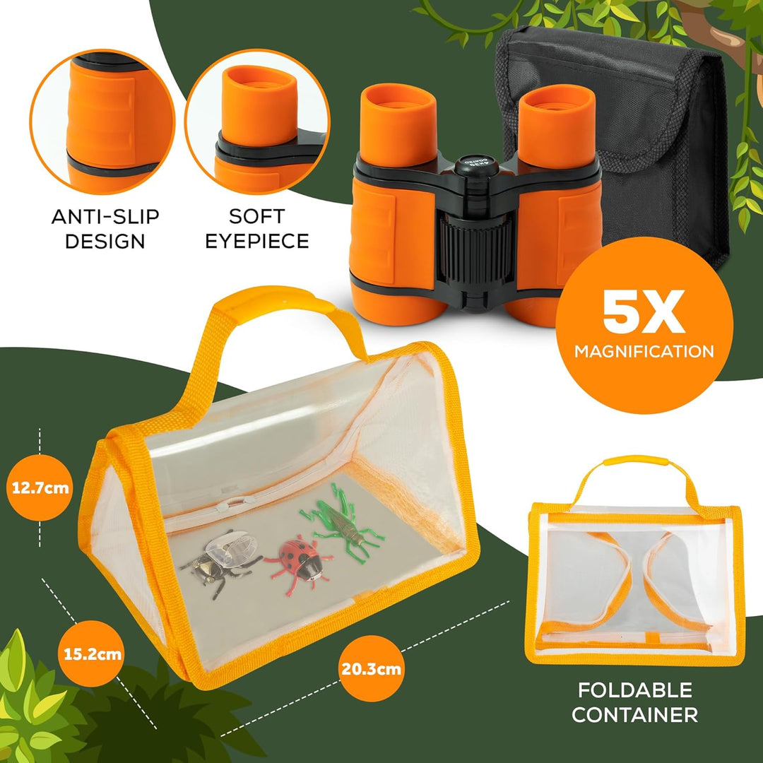 Forscherset für Kinder ab 6 - Insekten Forscherset Kinder mit Fernglas für Kinder, Becherlupe, Schme