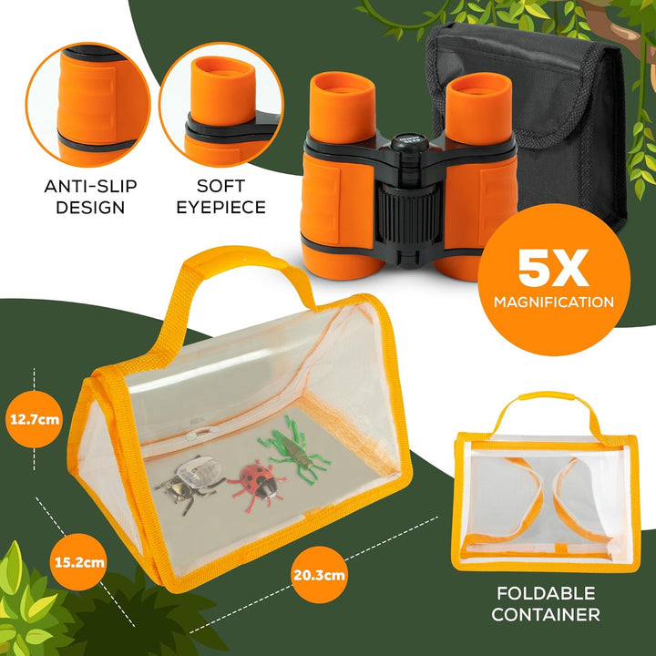 Forscherset für Kinder ab 6 - Insekten Forscherset Kinder mit Fernglas für Kinder, Becherlupe, Schme