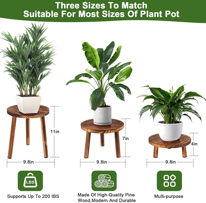 Blumenhocker Holz 3er-Set, 4"/7"/11" Höhe Blumenständer Pflanzenständer für Verschiedene Topfgrössen