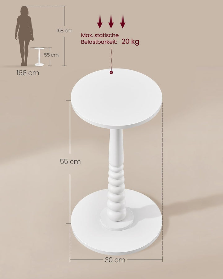 VASAGLE Mariel Kollektion - Beistelltisch rund, Kleiner Sofatisch, Nachttisch, Bein aus Massivholz,