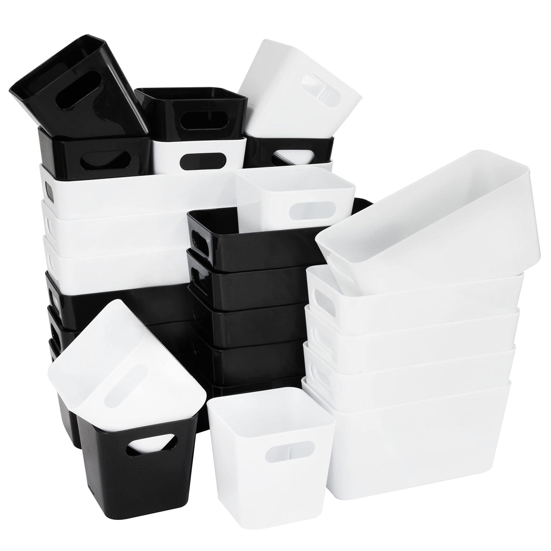 26 Teile Organizer Set - 10 cm hoch - weiss und schwarz - in 3 Grössen - Schubladeneinsatz - passend